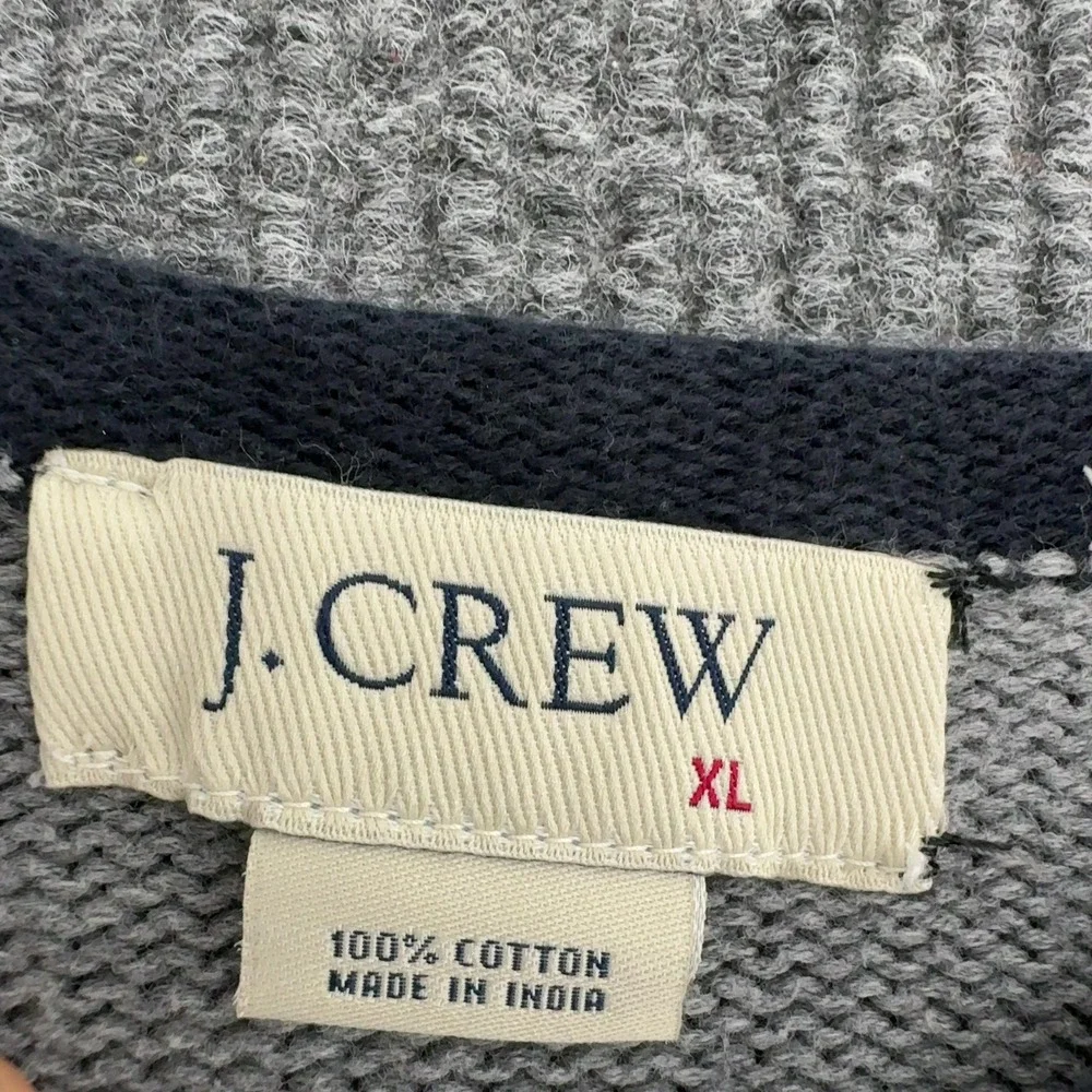 J Crew Sweater Mens XL Grey Cotton Raglan Crewneck Classic Minimalist